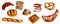 Croissant, cinnamon roll, baguette, pretzel, white, background, bread,