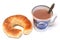 Croissant and cocoa cup