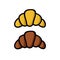 Croissant doodle icon, vector illustration