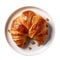 Croissant France European Cuisine. On A White Plate