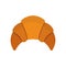 Croissant french top view meal brown cartoon bake bread above. Pastry crust vector icon lunch sweet symbol