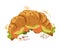 Croissant. Hearty breakfast. Croissant with salmon, avocado and salad. Healthy food. Perfect for restaurant menus printing posters