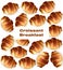 Croissant pattern Vector. Sweet dessert breakfast menu