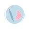 Croissant and rolling pin icon logo vector illustration on circle with brush texture for social media story highlight