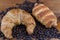 Croissant, sausage dough and coffee beans