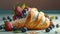 Croissant With Strawberry And Blueberry Cream Topic - Generative AI