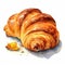Croissant on a white background. Watercolor hand drawn illustration