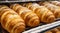 Croissants on display close-up. Generative AI