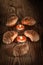 Croissants, pastries, muffins, cakes and pastries on a beautiful wooden background with candles 4