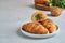 Croissants with zaatar. Closeup  , copy space