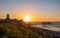 Cromer town and pier at sunset