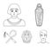 Crook and flail,a golden mask, an egyptian, a mummy in a tomb.Ancient Egypt set collection icons in outline style vector
