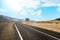 Crooked road through dry mountain landscape