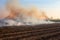 crop burning in an agricultural field creating smoke