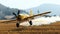 Crop Duster plane spraying crops. Spraying chemicals for accelerated crop growth. Dirty agribusiness