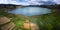 Crop fields in the Peruvian Andes Paca lake in Junin