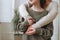 Crop portrait of mother middle age woman and daughter teenager together in the light interior