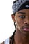 Crop young black man with do-rag