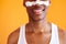Cropped african man with problematic skin and hyperpigmentation applied mask on his face