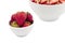Cropped bowl of cereals and strawberry