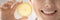 Cropped close up woman with healthy smile holding lemon slice