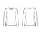 Cropped cotton-jersey t-shirt technical fashion illustration with relaxed fit, crew neckline, long sleeves. Flat outwear