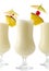 Cropped frame of Pina colada coconut cocktails with piece of pin