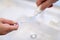 cropped image of boyfriend applying tooth paste on girlfriend