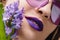 cropped image of girl with purple lips