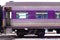 Cropped image of purple bogie of train on railway.