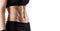 Cropped image torso of woman with perfect abdominal muscles