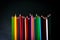cropped images color pencils isolated in black background