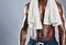 Cropped muscular chest of African man