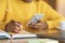 Cropped photo of black girl planning her day