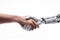 Cropped shot of AI Robot shaking hands with Human