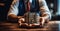 cropped shot of businessman holding model of fairytale castle in hands