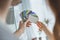 cropped shot of couple choosing color while renovating apartment