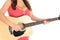 cropped shot of plus size woman playing acoustic guitar