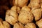 Cropped shot of walnuts. Abstract food background.  Walnuts in a paper bag.