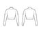 Cropped turtleneck jersey sweater technical fashion illustration with long sleeves, close-fitting shape. Flat