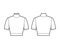 Cropped turtleneck jersey sweater technical fashion illustration with short sleeves, close-fitting shape. Flat