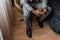 Cropped view of african american man holding glass