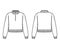 Cropped Zip-up Sweater technical fashion illustration with rib henley neck, classic collar, long raglan sleeve