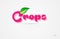 crops 3d word with a green leaf and pink color logo