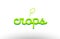 crops word concept with green leaf logo icon company design