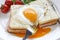 Croque madame , french ham and cheese sandwich wit