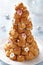 Croquembouche with Pink and White Frosting Roses