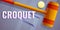 Croquet equipment concept banner, cartoon style