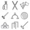 Croquet equipment icons set, outline style