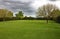 Croquet lawn set up ready for a game in an English country garden